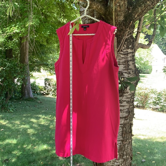 Lands End Brand Ladies size L 14-16 Magenta Pink Cotton Sheath Sleeveless Dress - Picture 8 of 12